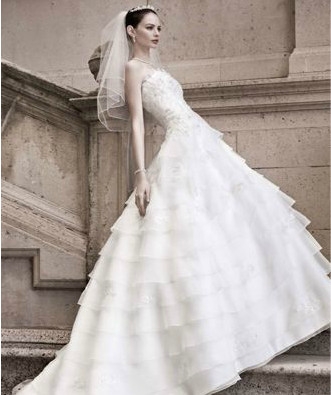 Oleg Cassini Tiered Ball Gown
